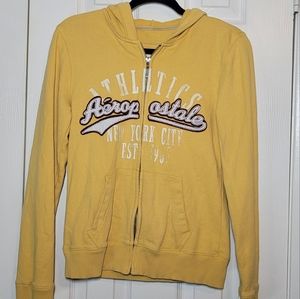 Aeropostale 💛 Yellow Zip up Hoodie w/stitched Logo - Size Medium